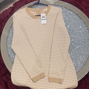 Michael Kors Beige Logo Knit Top